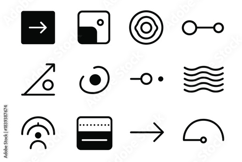 Dynamic Sensitivity Icons. Dynamic Sensitivity Systems linear set: cue threshold tile, perception-adjust patch, response band bar, sensory drift marker, emotional amplitude ring,