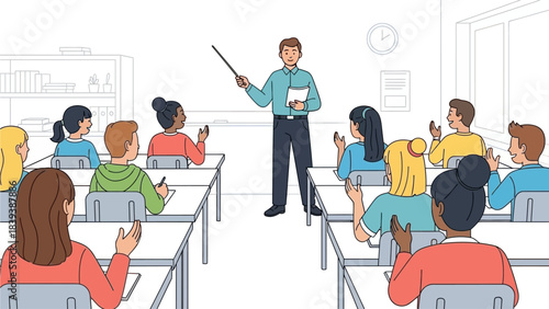 Teacher Engaging Students in a Classroom Setting