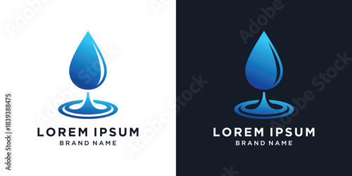Blue water drop splash logo design