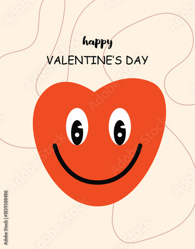Happy Valentine's Day banner design with modern red color typography vector illustration. Romantic wallpaper with decorative hearts elements to celebrate Valentine Day on 14 February
