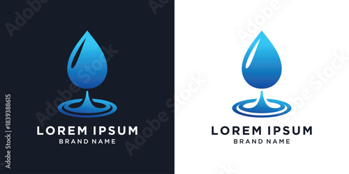 Blue water drop splash logo design
