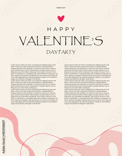 Happy Valentine's Day banner design with modern red color typography vector illustration. Romantic wallpaper with decorative hearts elements to celebrate Valentine Day on 14 February