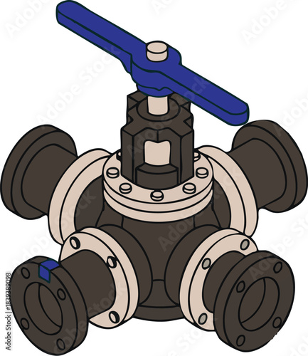 Industrial Valve Pipe Fitting Vector Icon – Mechanical Plumbing Equipment Illustration