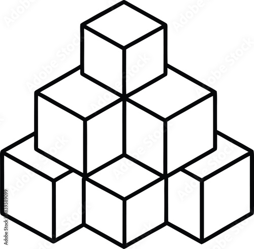 Abstract brutalist block arrangement with solid edges