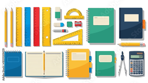 Collection of School and Office Supplies for Learning and Work