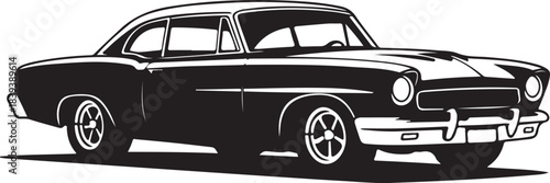 Black Silhouette of a Vintage American Classic Car vintage car retro car