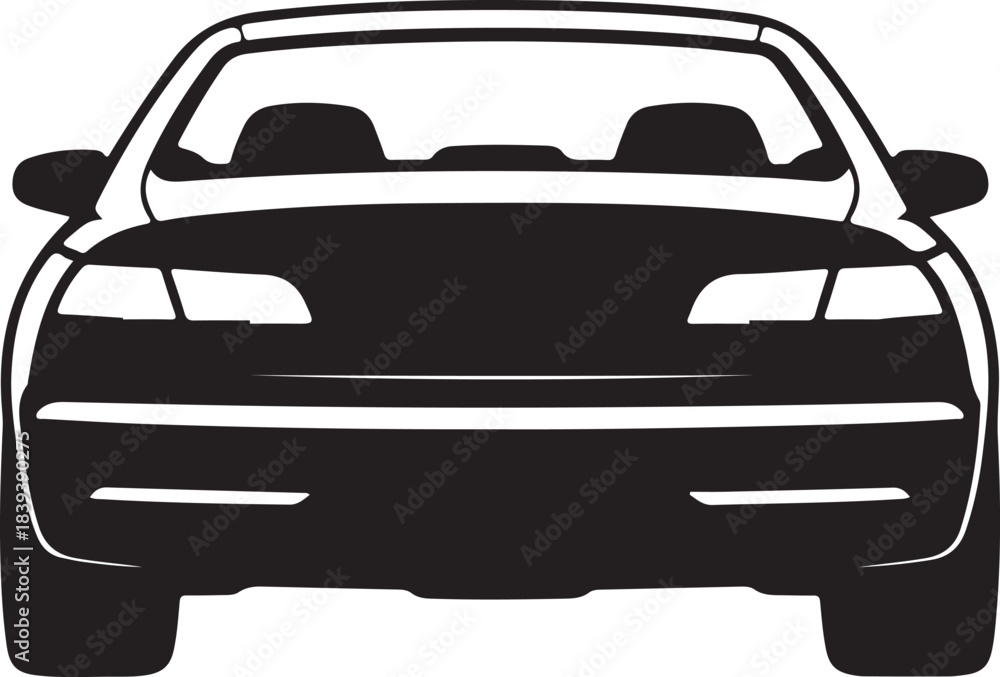 Obraz premium Rear view silhouette of a modern car on a white background automobile vehicle