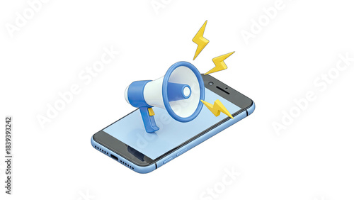 Wallpaper Mural Megaphone Broadcasting on Smartphone: Mobile Marketing Concept Torontodigital.ca