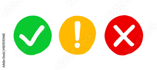 checkmark notification warning alert cross error icon vector set flat