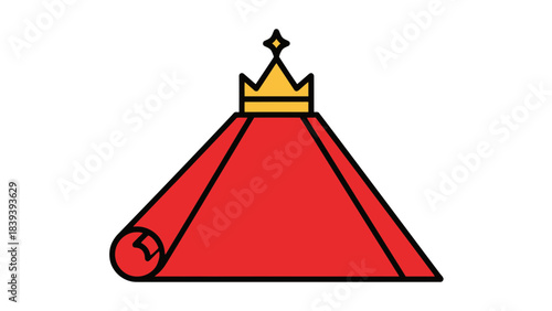 Royal Red Carpet: Depicting a grand red carpet, crowned with a golden emblem, is a symbolic representation of prestige, authority, and grandeur.