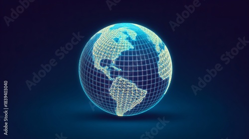 A digital representation of the Earth, comprised of interconnected points of light, glows gently against a dark background, reflecting the vastness of the universe.