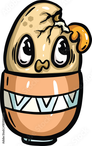 Cartoon boiled egg character for breakfast meal funny mascot illustration