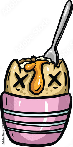 Cartoon boiled egg character for breakfast meal funny mascot illustration