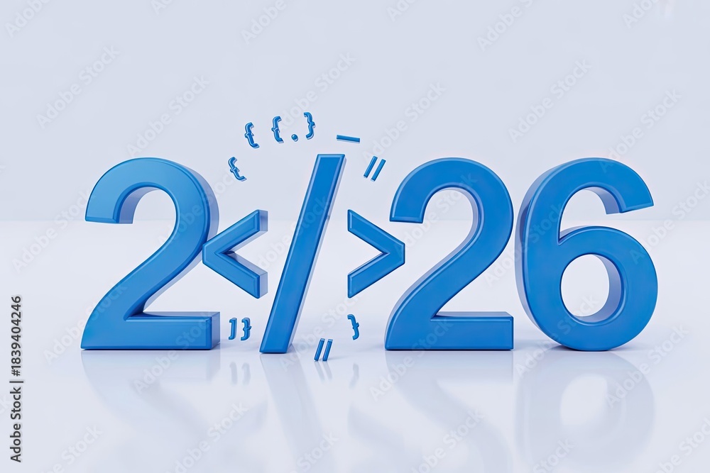 custom made wallpaper toronto digitalNew Year 2026 coding concept with blue digits and programming symbols for tech celebrations