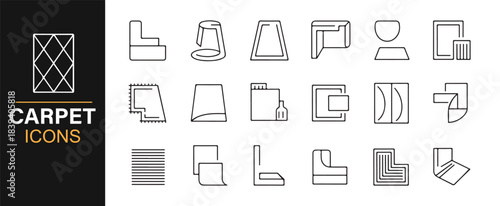 Decorative carpet icon pack for interior design visuals, home décor projects, and textile layouts