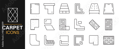 Carpet and flooring illustration set featuring fabric patterns, installers, and woven structures