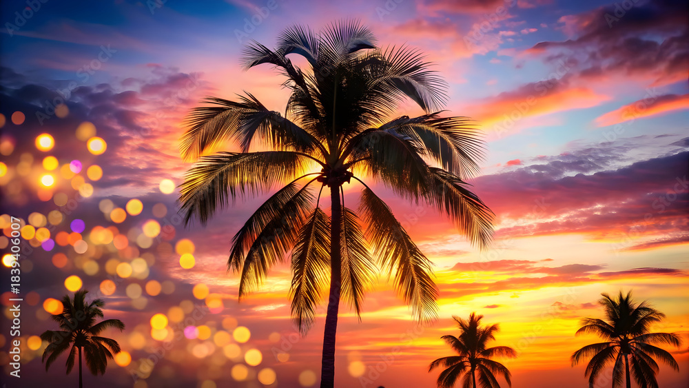Obraz premium palm trees at sunset