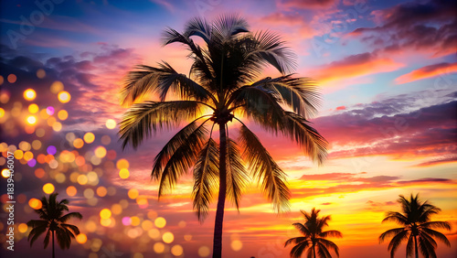Fototapeta Naklejka Na Ścianę i Meble -  palm trees at sunset