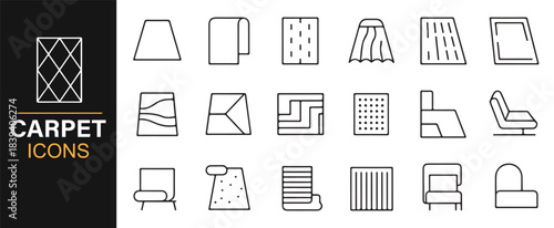 Clean carpet icon pack with rugs, mats, textiles, and household décor elements