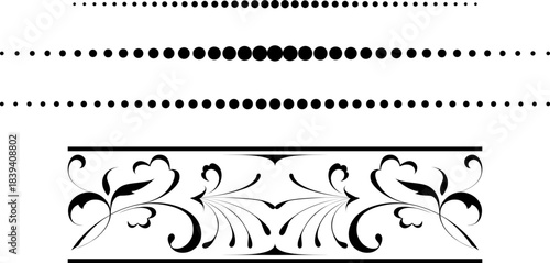 black and white set of delimiters for text, dividers