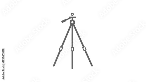 Steady Perspective: An minimalist illustration of a tripod, essential gear for photographers and videographers, suggesting stability and precision in image capture.
