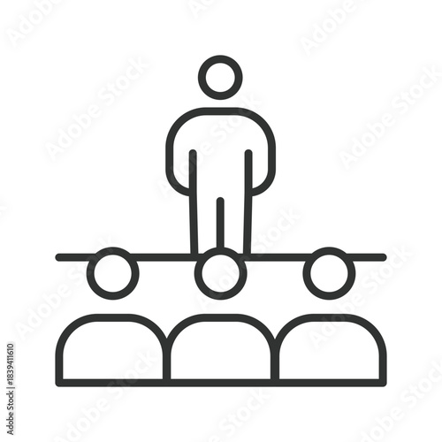Seminar icon in line design. presentation, audience, meeting, communication, training, lecture, group on white background vector. seminar editable stroke icon