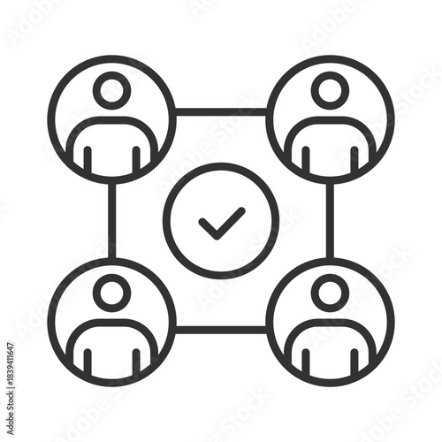 Connect people icon in line design. connection, teamwork, group, collaboration, relation, unity, communication on white background vector. connect people editable stroke icon
