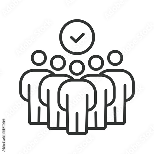 Group people icon in line design. group, people, teamwork, communication, unity, collaboration, meeting on white background vector. group people editable stroke icon