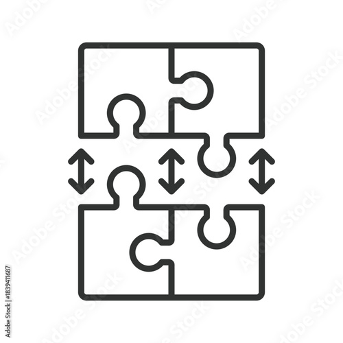 Connect icon in line design. connect, teamwork, puzzle, collaboration, relation, solution, interaction on white background vector. connect editable stroke icon