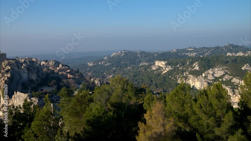 Massive rock formation in the Alpilles on a sunny day