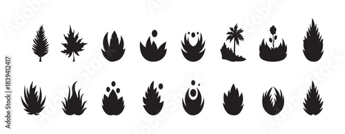 Business logo abstract geomatic shape flower botanical outline spiral motion swirl texture energy decorative icon symbol company vintage set circle leaf fire water wing bundle, vector illustration.