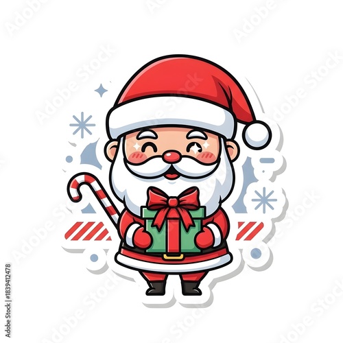 Cute Santa Claus Vector Sticker – Christmas Illustration
