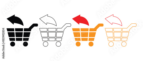 set of shopping carts with items being added in different colors- vector illustration