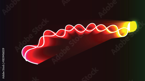 Abstract glowing waveform transforming into a bright light source