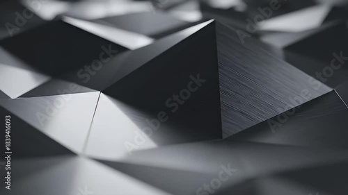 Geometric Faceted Surface with Sharp Edges and Dramatic Lighting