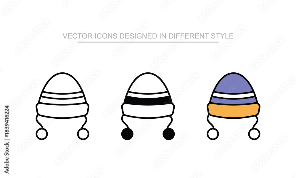 Fototapeta premium Winter Hat vector design in modern and trendy style icon