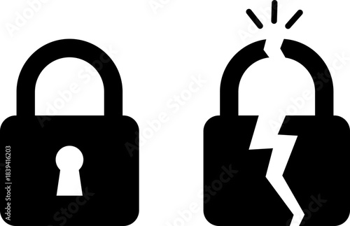 Secure lock versus broken lock security concept