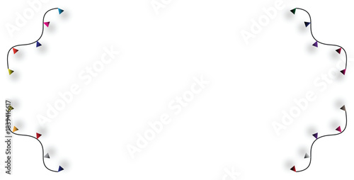 Colorful triangular flags strung on wavy lines creating festive corner borders, isolated on white. isolated on transparent background, Vector