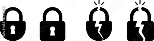 Broken padlocks illustrating security breach or failure