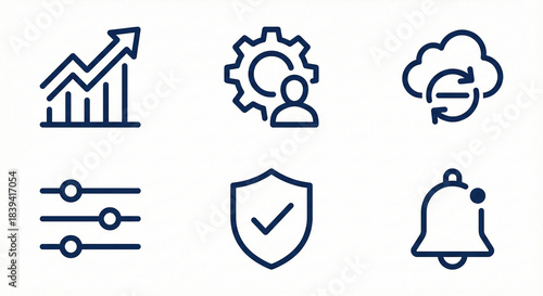 Dashboard UI Icon Set Vector SaaS Web Interface Admin Panel Analytics Settings User Cloud Security App Navigation Menu Graph Chart Data Statistics Internet Software System Technology Computer Screen