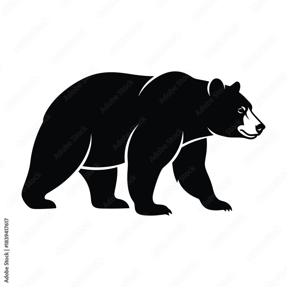 Fototapeta premium Stylized black bear walking vector illustration graphic icon isolated on white background concept design 