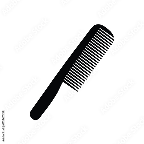 Silhouette black hair comb design. personal care hair comb design on white background