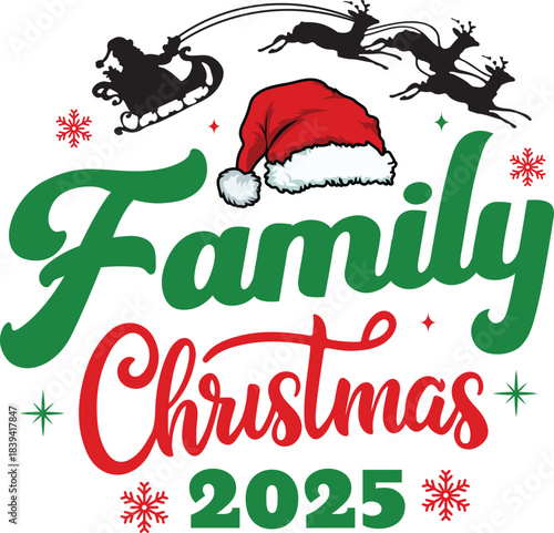 Family Christmas T-shirt design.