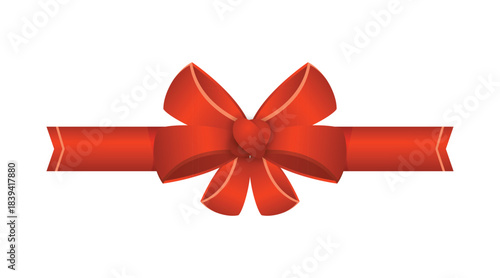 red bow isolated on white, red satin ribbon and bow vector illustration