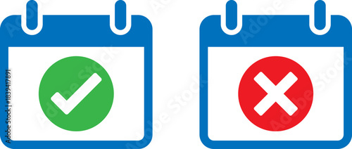 Calendar icons showing approved and rejected dates