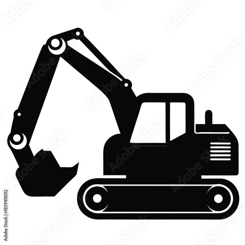 Excavator icon heavy construction earth moving machinery vector graphic illustration silhouette