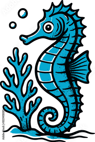 Ocean Seahorse Coral Reef Vector Illustration