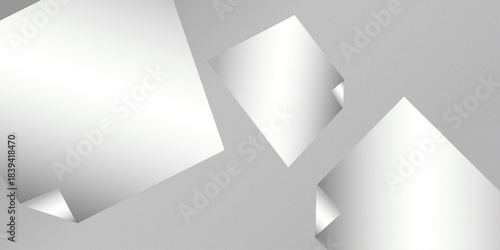 Square white sticky note paper pack, cut out. Empty oblong sticky label mockup with curl. Clear adherent tag template for glass door or wall. Random shifted white cube boxes block background