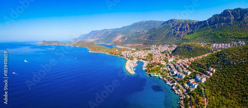 Fototapeta Naklejka Na Ścianę i Meble -  Kas city aerial panoramic view in Turkey