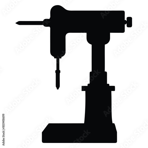 Drill press machine silhouette, industrial tool, workshop equipment, metalworking drill, power tool